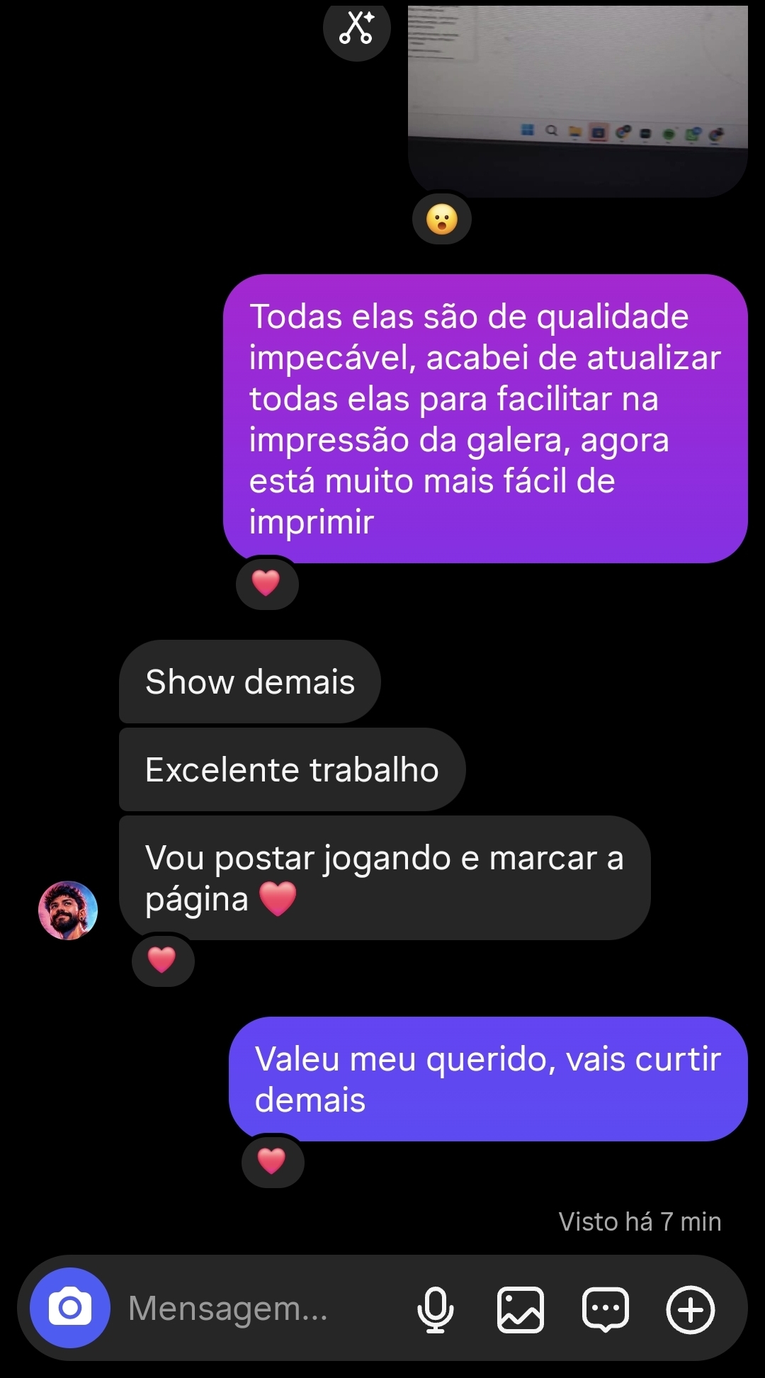 Depoimento de cliente elogiando a qualidade das cartas